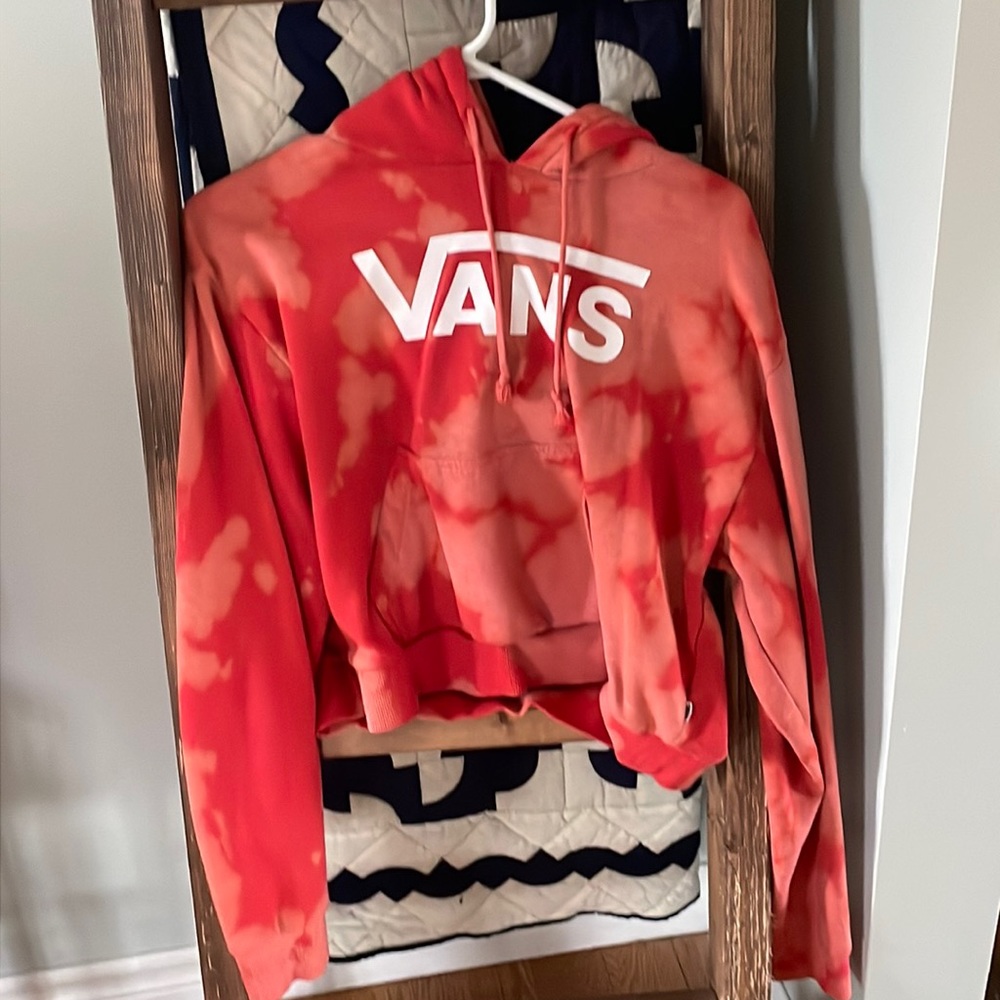Red tie dye style slightly cropped vans hoodie